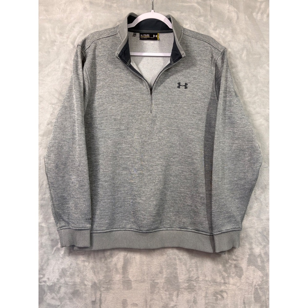 Under Armour Storm Mens XL Quarter Zip Pullover Heather Gray Loose Fit Sweater